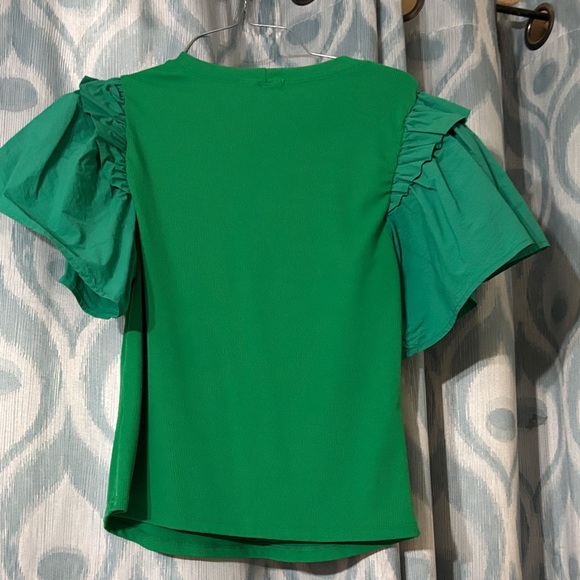Ces Femme Green Ruffle Sleeve Blouse - Picture 3 of 3